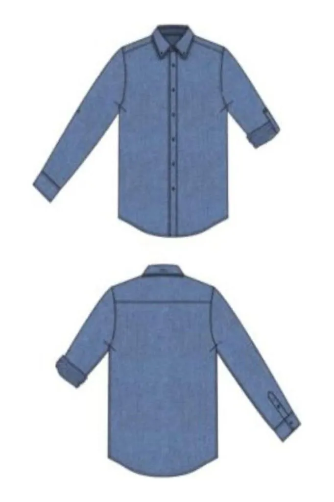 Aiden Convertible Sleeve Button-Up - Blue