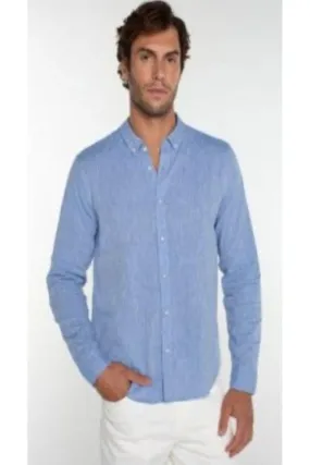 Aiden Convertible Sleeve Button-Up - Blue