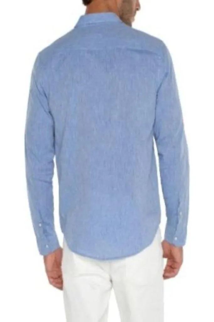 Aiden Convertible Sleeve Button-Up - Blue