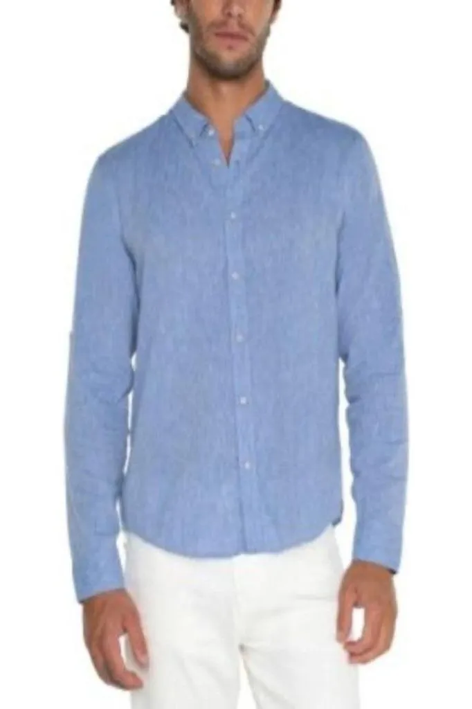 Aiden Convertible Sleeve Button-Up - Blue