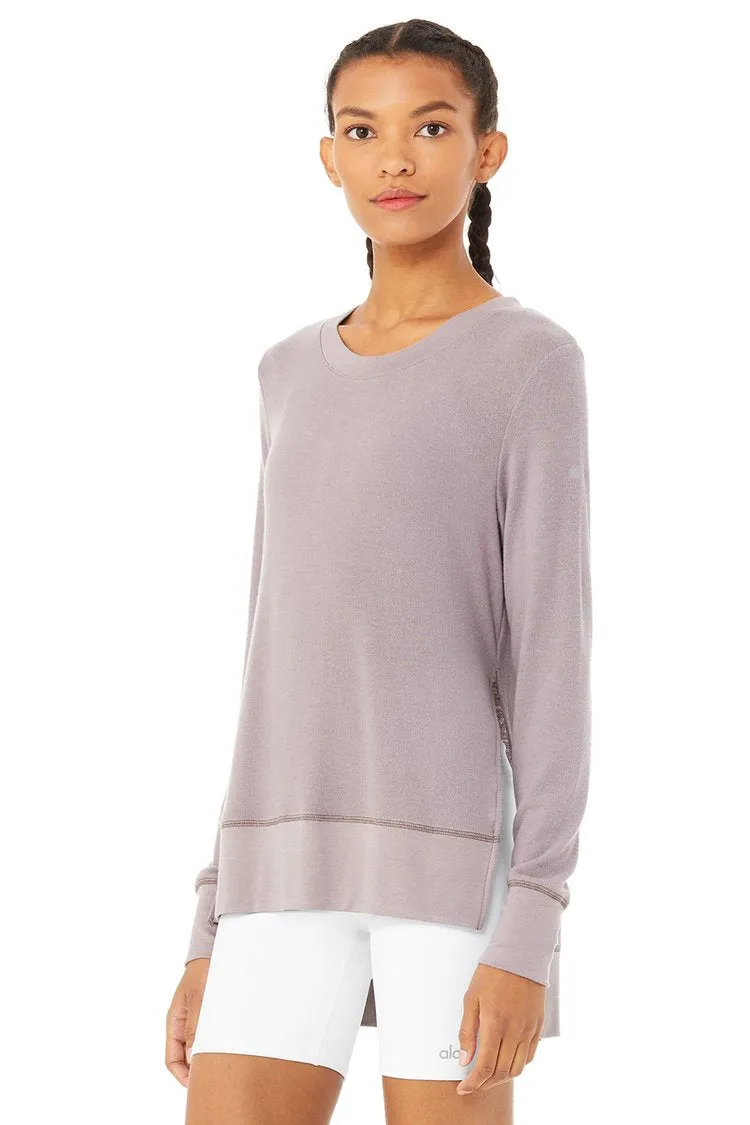 Alo Yoga Women's Glimpse Long Sleeve Pre-Washed Shirt - Lavender Smoke Grey