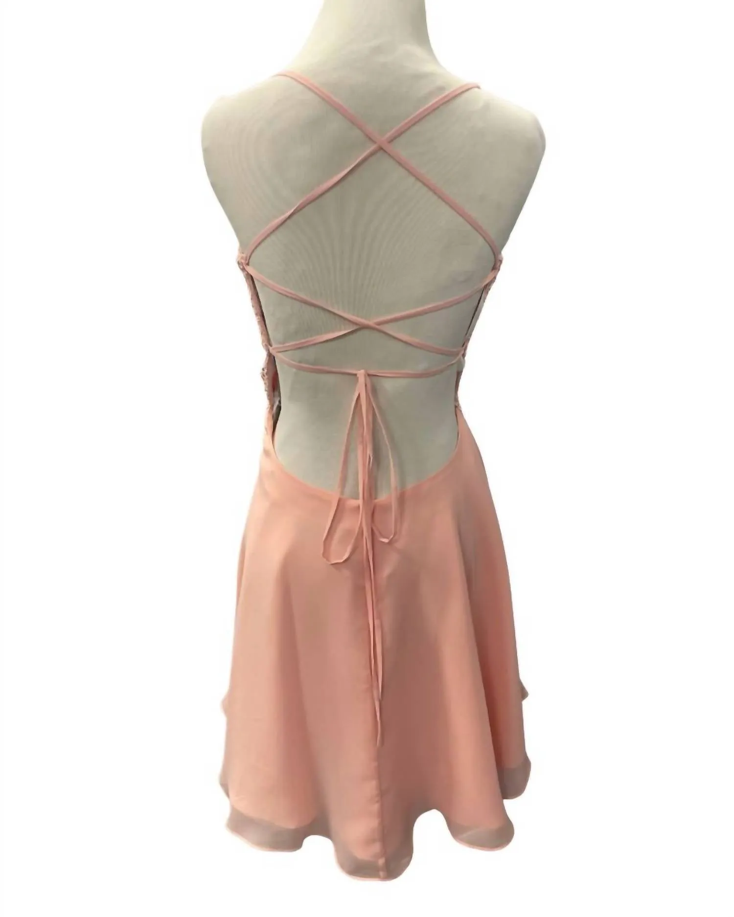 Alyce Paris - Lace Chiffon A-Line Mini Dress
