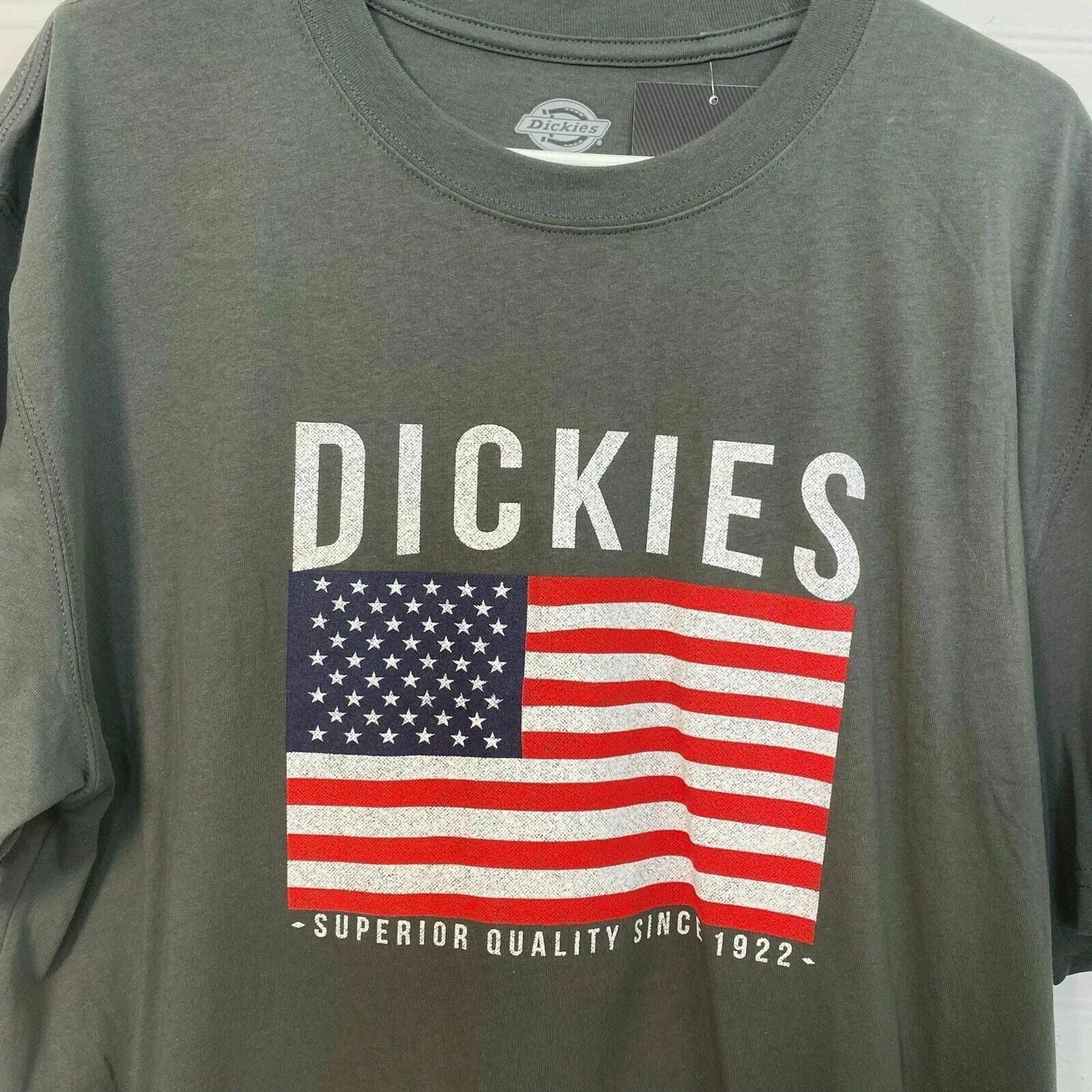 American Flag Dickies Mens Gray T-Shirt - Patriotic Design - Comfortable and Stylish