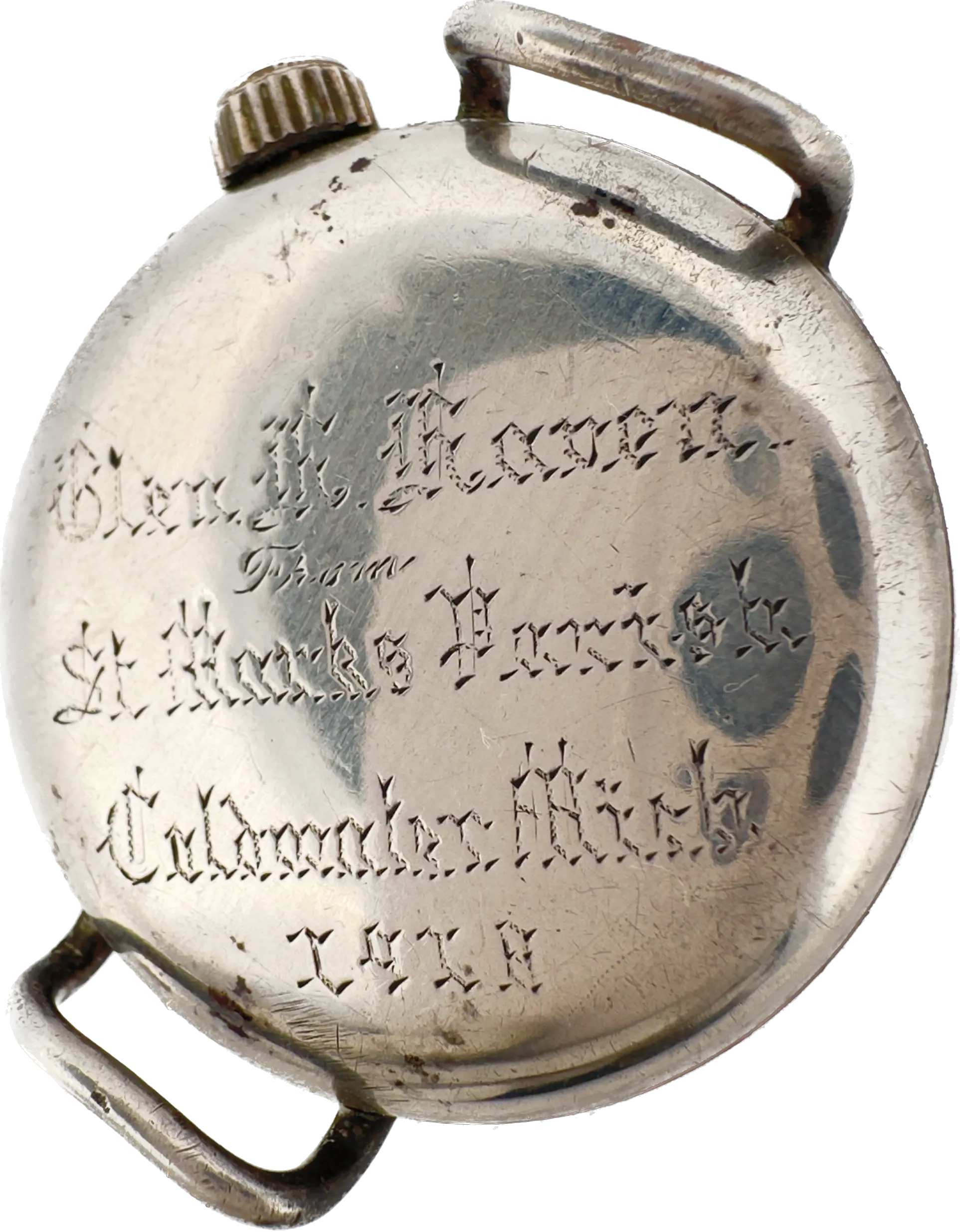 Antique 1918 Elgin WW1 Trench Offset Crown Men's Manual Wristwatch 462 Sterling