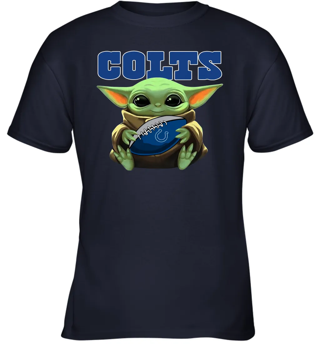 Baby Yoda Loves The Indianapolis Colts Star Wars Baby Yoda Hugs Colts NFL Youth T-Shirt