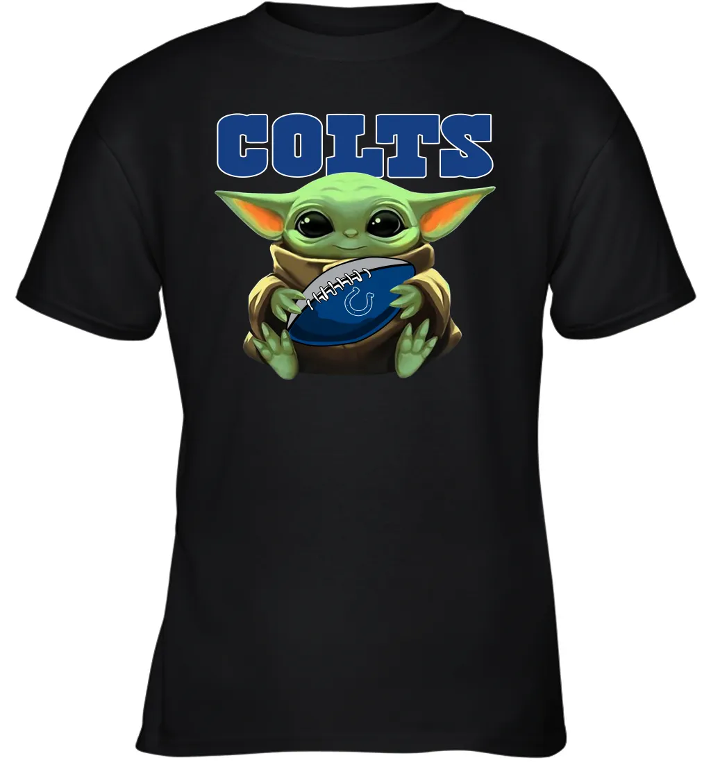 Baby Yoda Loves The Indianapolis Colts Star Wars Baby Yoda Hugs Colts NFL Youth T-Shirt