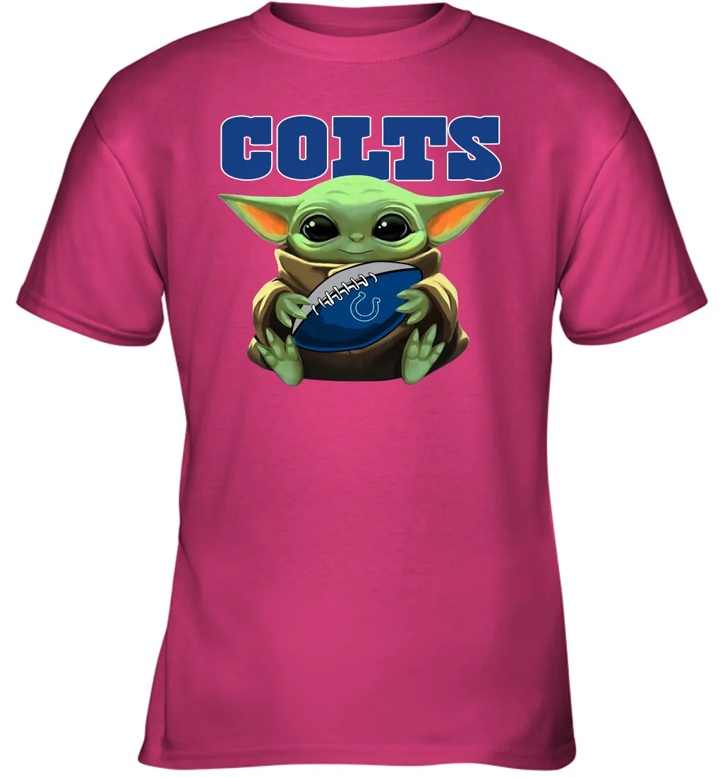 Baby Yoda Loves The Indianapolis Colts Star Wars Baby Yoda Hugs Colts NFL Youth T-Shirt
