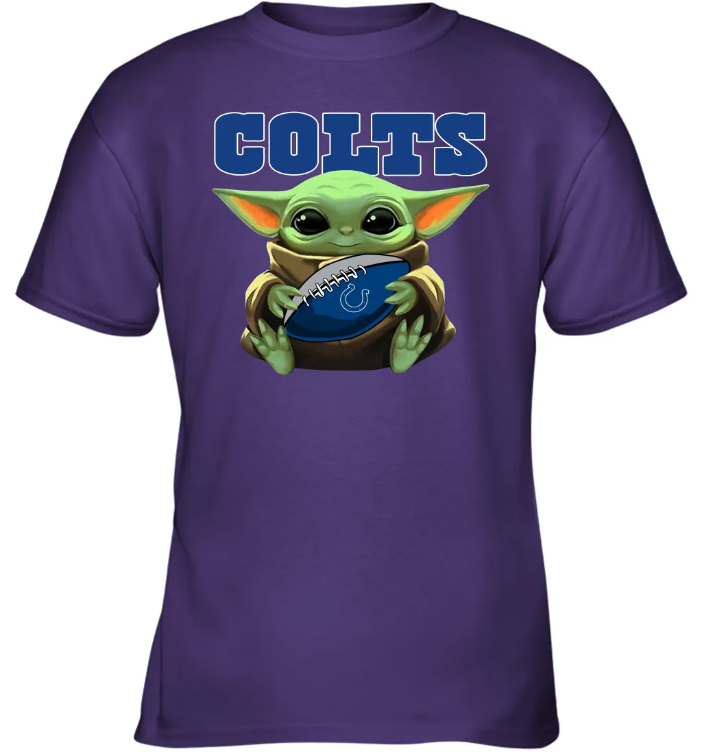 Baby Yoda Loves The Indianapolis Colts Star Wars Baby Yoda Hugs Colts NFL Youth T-Shirt