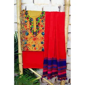 Beige Phulkari Customised Unstitched Suit