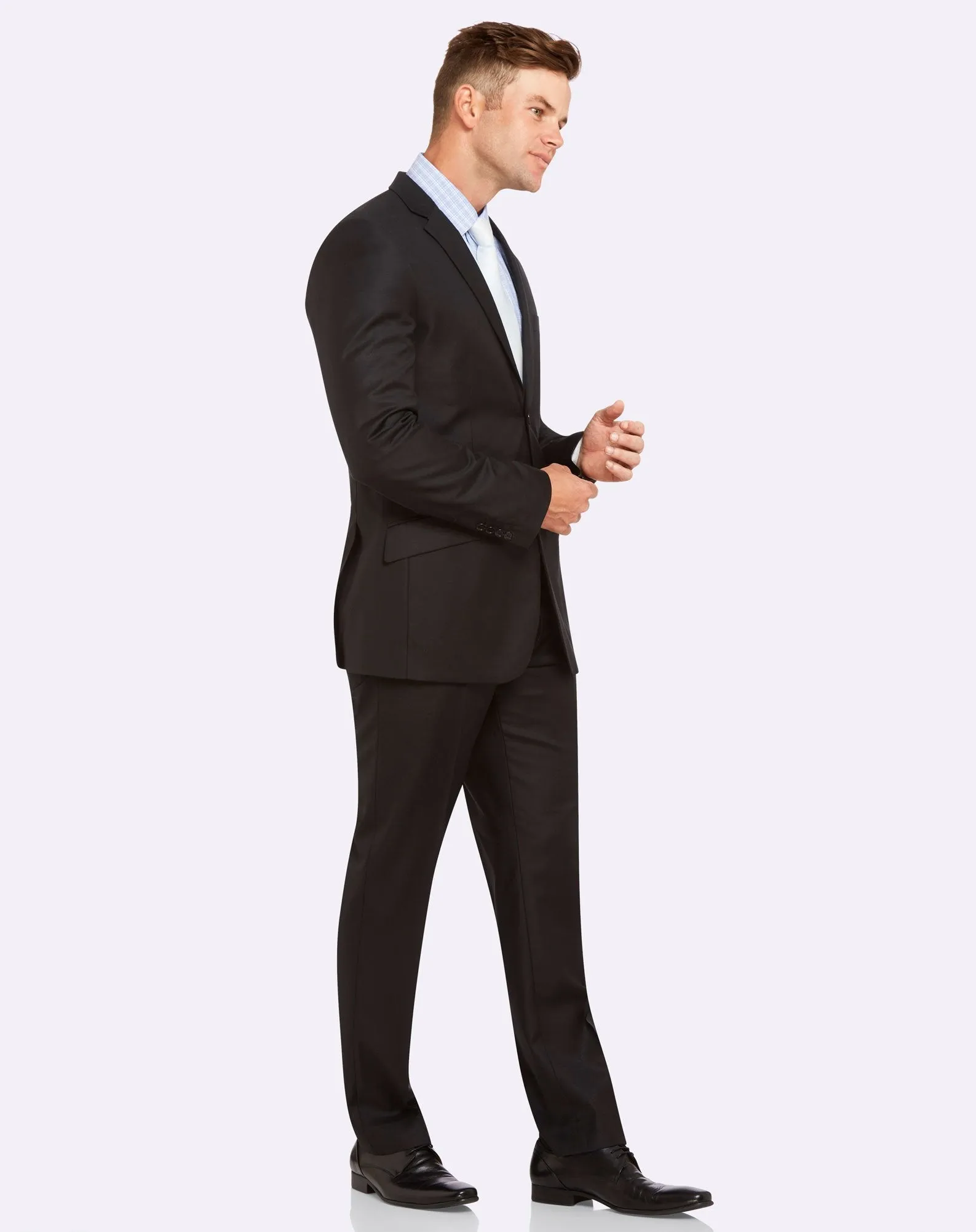 Big Mens PGH Pure Wool Black Suit Set