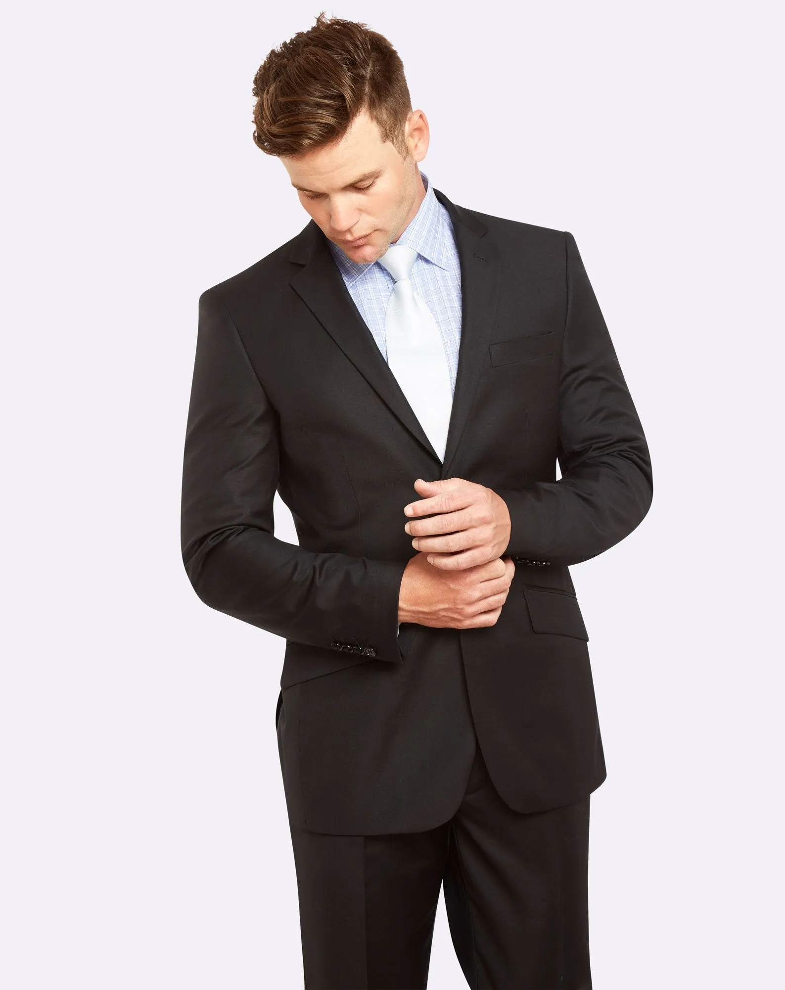 Big Mens PGH Pure Wool Black Suit Set