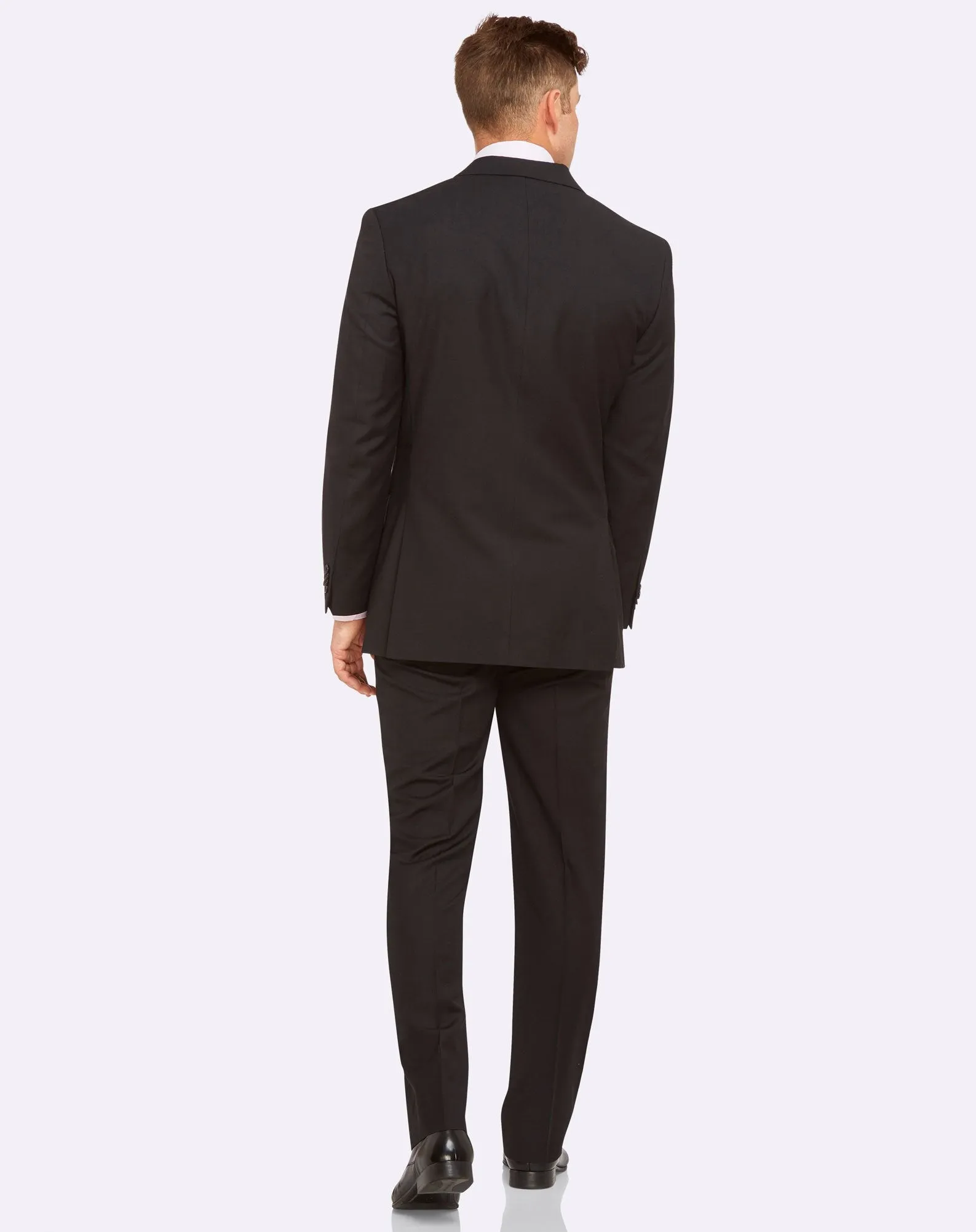 Big Mens Single Breasted Semi Slim Black Suit Set