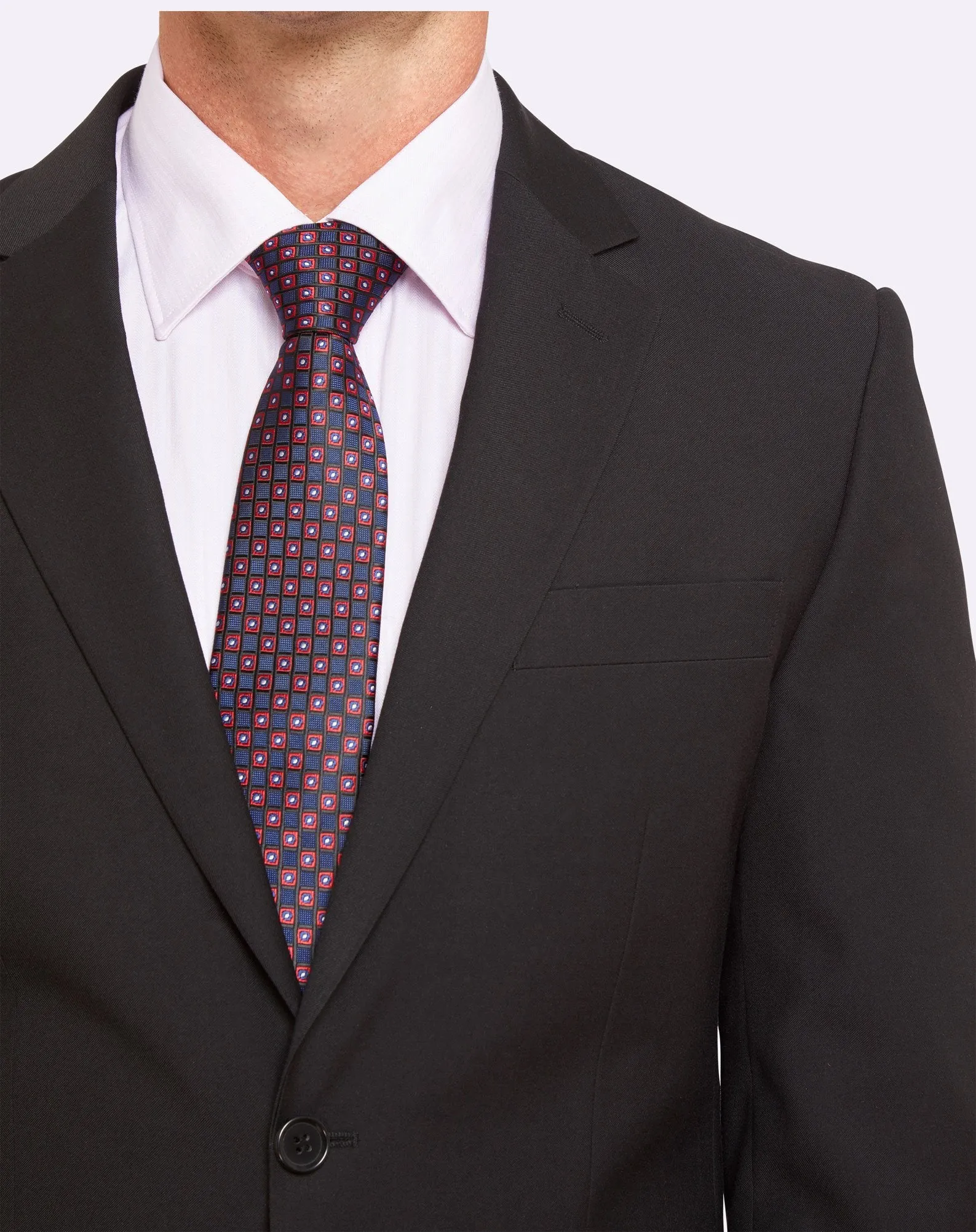 Big Mens Single Breasted Semi Slim Black Suit Set