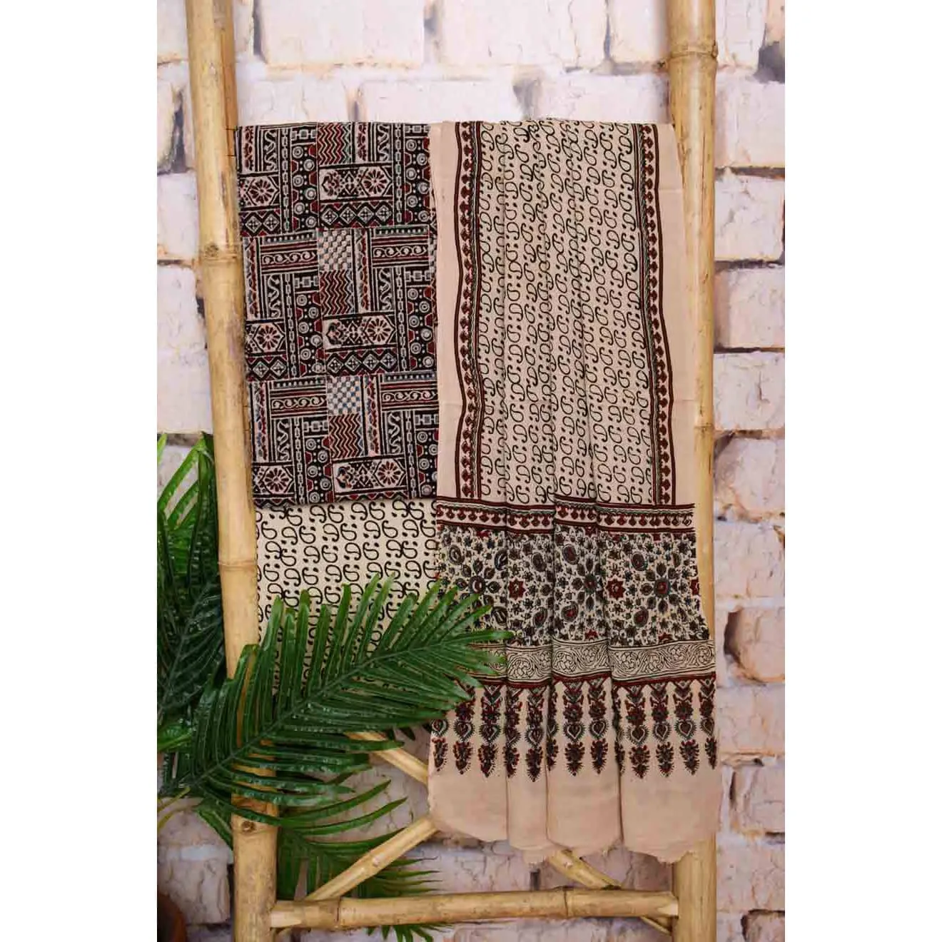 Black Ajrakh Cotton Set with Viscose Georgette Dupatta
