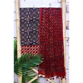 Black Ajrakh Cotton Suit with Chiffon Dupatta