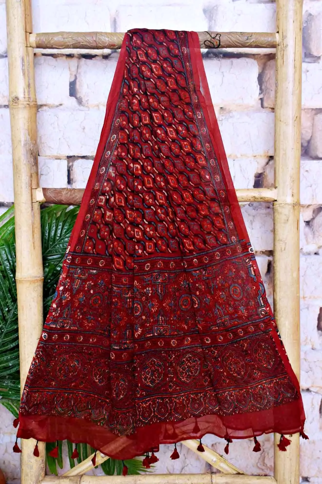 Black Ajrakh Cotton Suit with Chiffon Dupatta