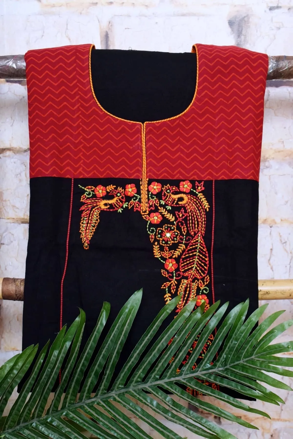 Black Handloom Cotton Embroidered Set