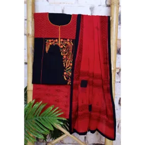 Black Handloom Cotton Embroidered Set