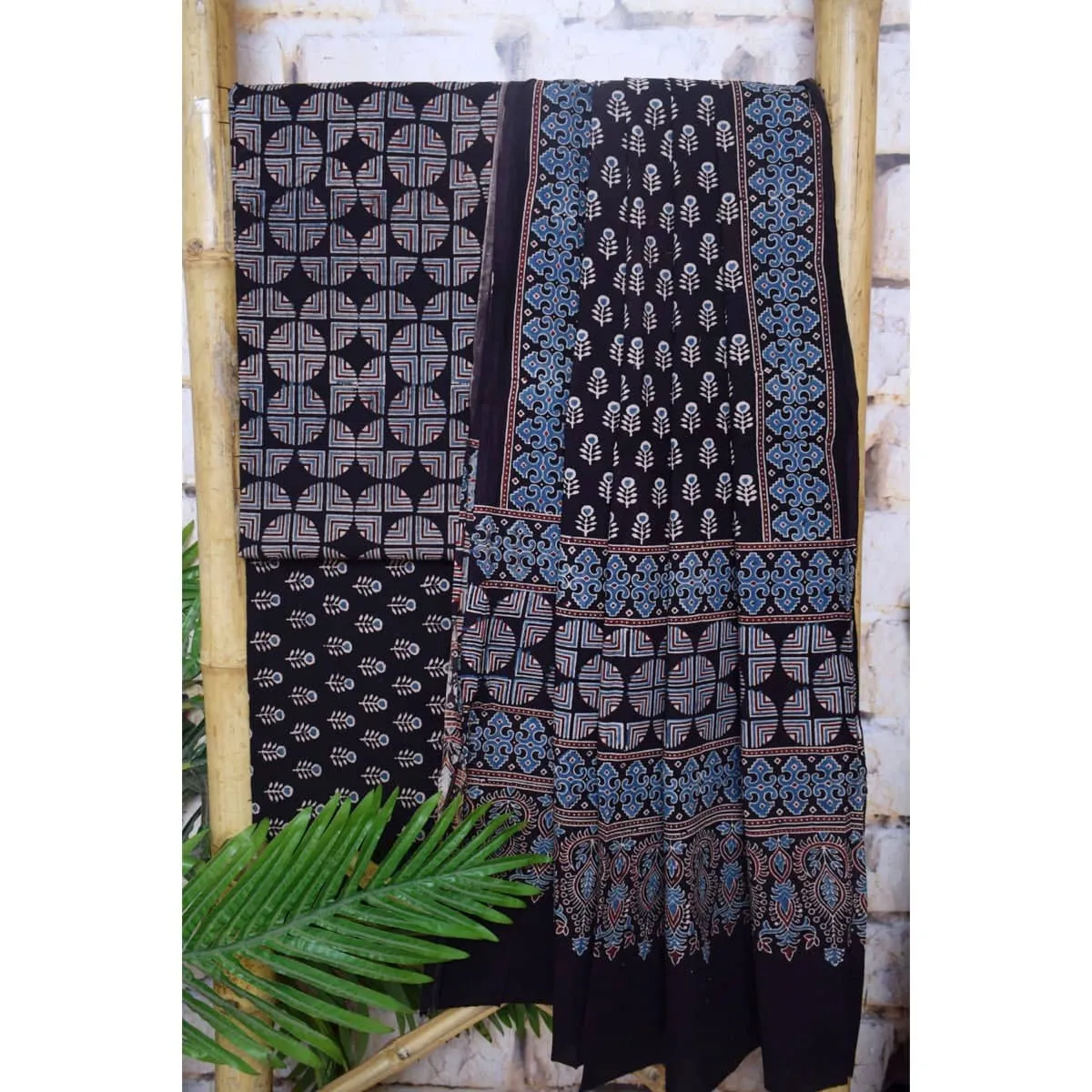 Black Special Ajrakh Triple Block Cotton Suit