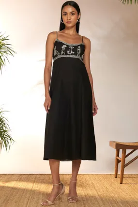 Black Whimsical Embroidered Dress