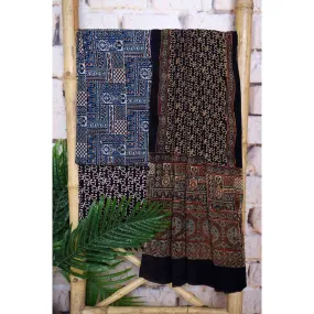 Blue Ajrakh Cotton Set with Viscose Georgette Dupatta