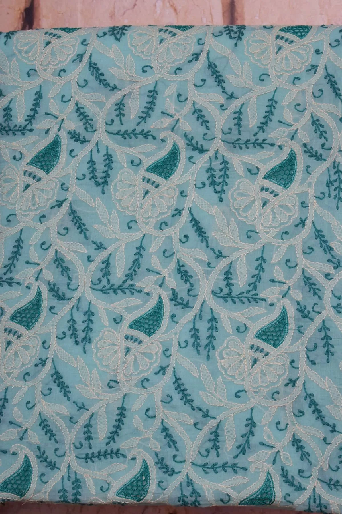 Blue Chikankari Unstitched Suit