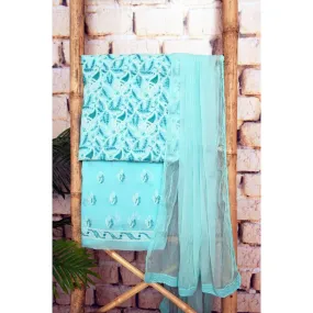 Blue Chikankari Unstitched Suit