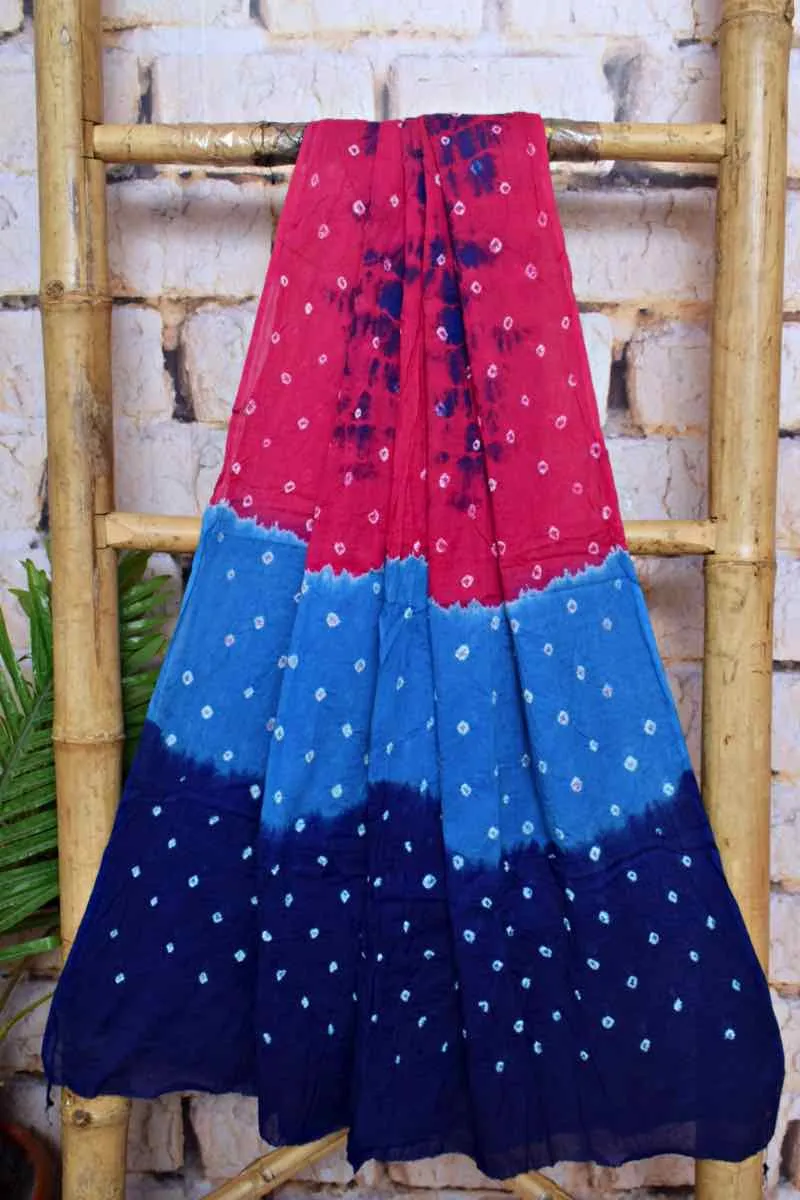 Blue Cotton Bandhani Suit