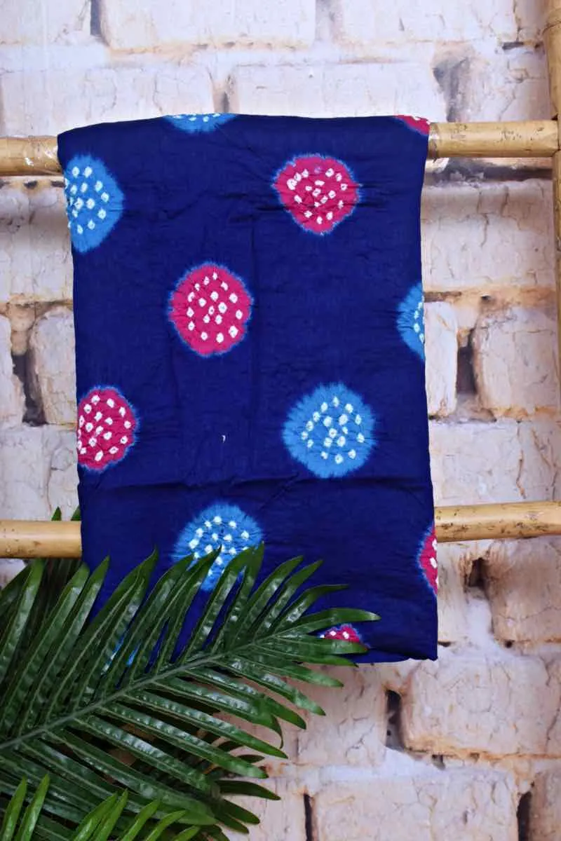 Blue Cotton Bandhani Suit