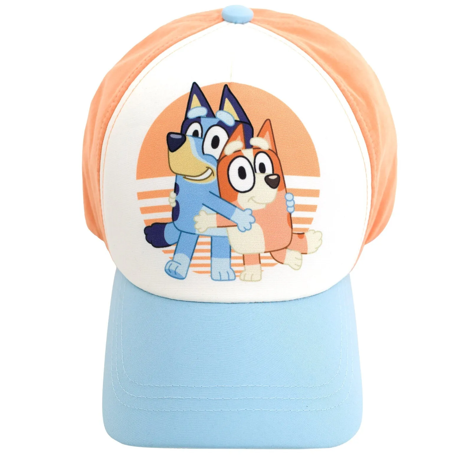 Bluey Drop Shoulder T-Shirt French Terry Shorts and Adjustable Snapback Baseball Cap 3 Piece Outfit Set