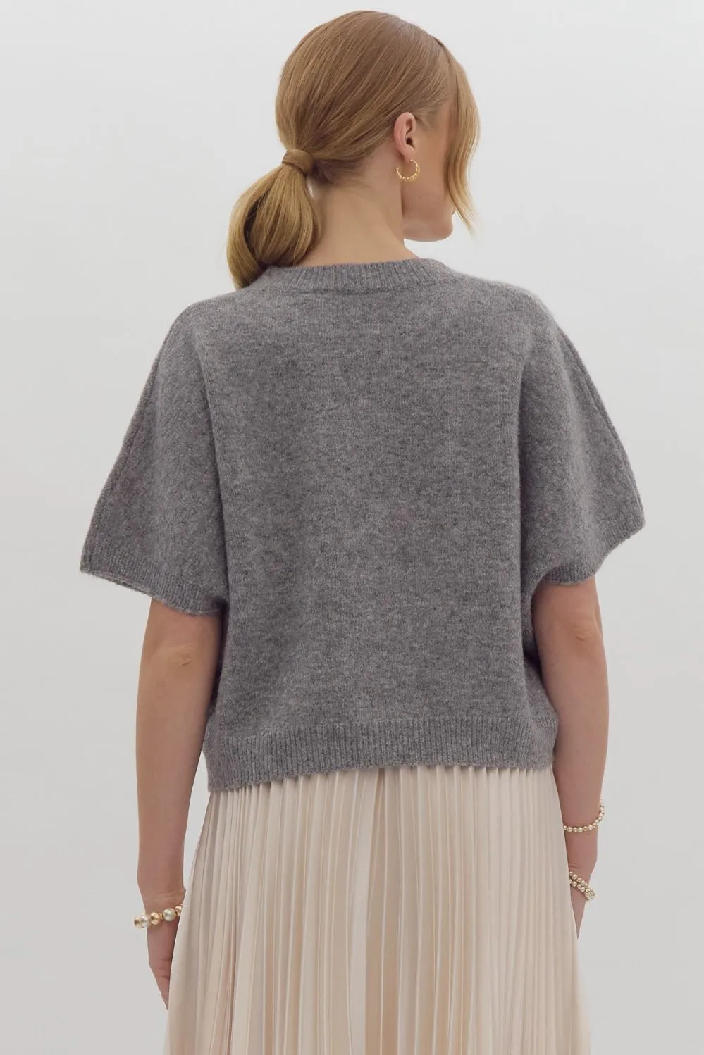 Bows & Pearl Sweater Top