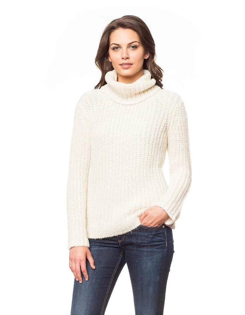 Brushed Baby Alpaca Turtleneck Sweater for Women