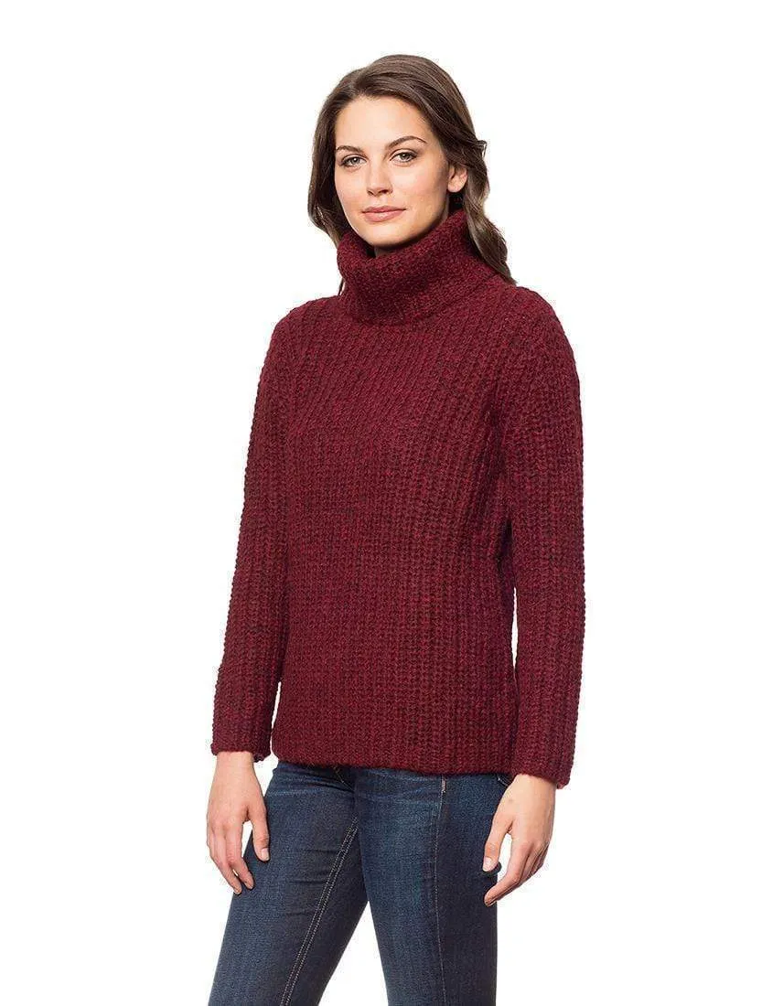 Brushed Baby Alpaca Turtleneck Sweater for Women