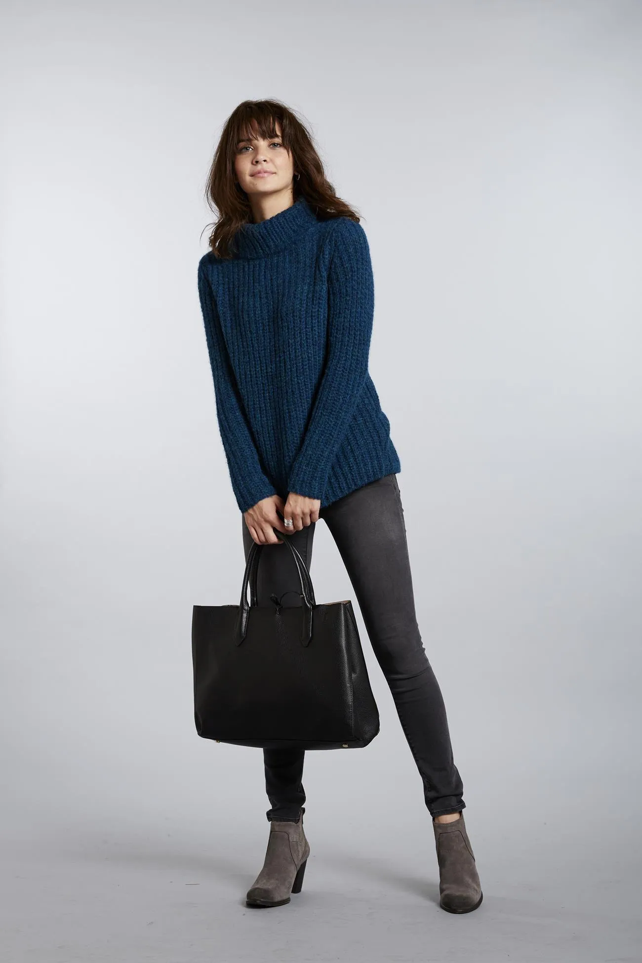 Brushed Baby Alpaca Turtleneck Sweater for Women