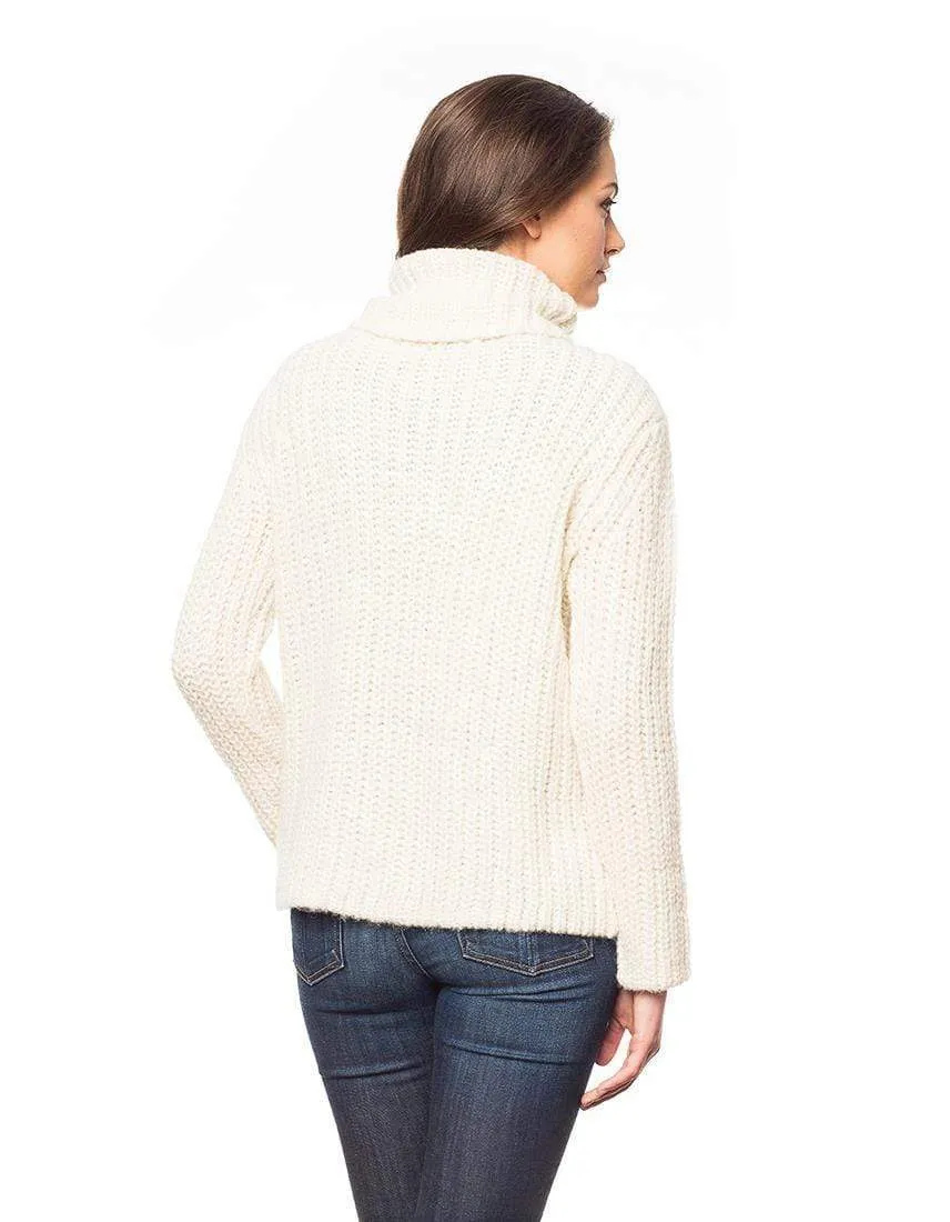 Brushed Baby Alpaca Turtleneck Sweater for Women