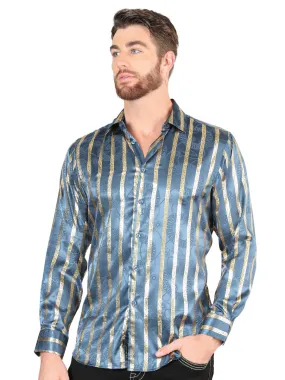 Camisa Casual Manga Larga Estampada Verde Azulado para Hombre 'El Señor de los Cielos' - ID: 44580