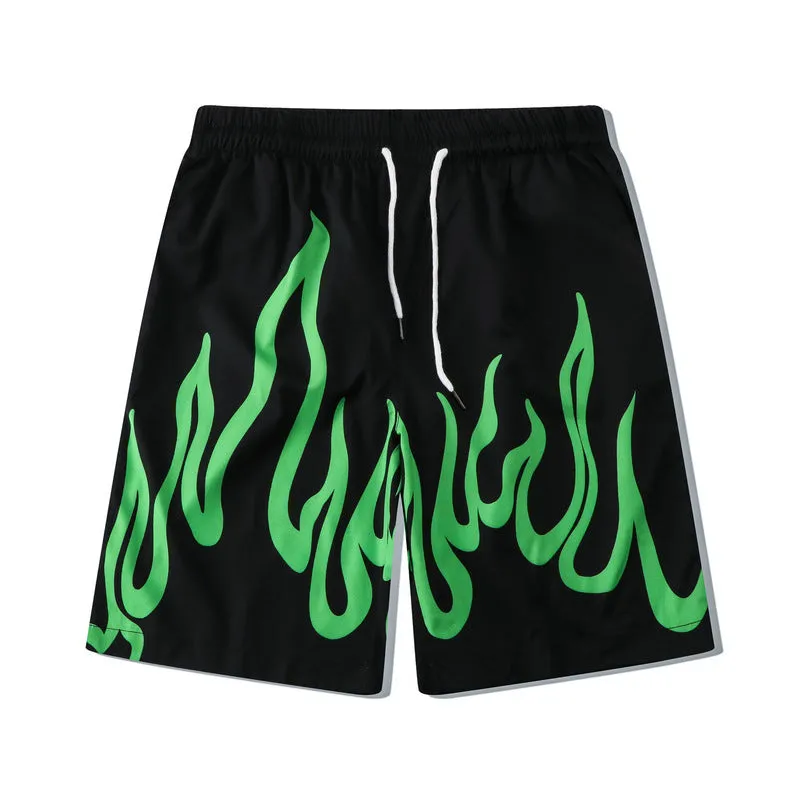 Casual Flame Loose Short-sleeved Shirt Shorts Suit Men