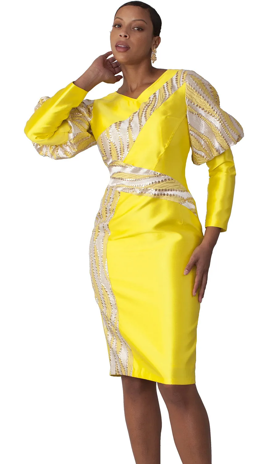 Chancele Church Dress 9736C-Yellow