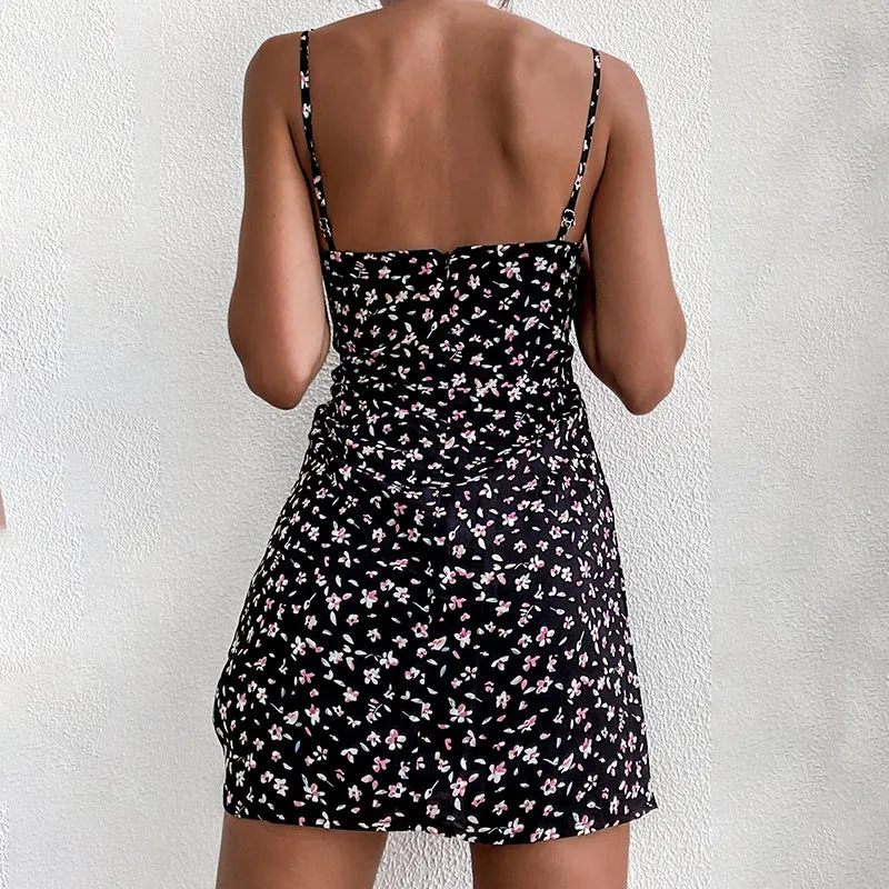Chic Spaghetti Strap Floral Mini Dress