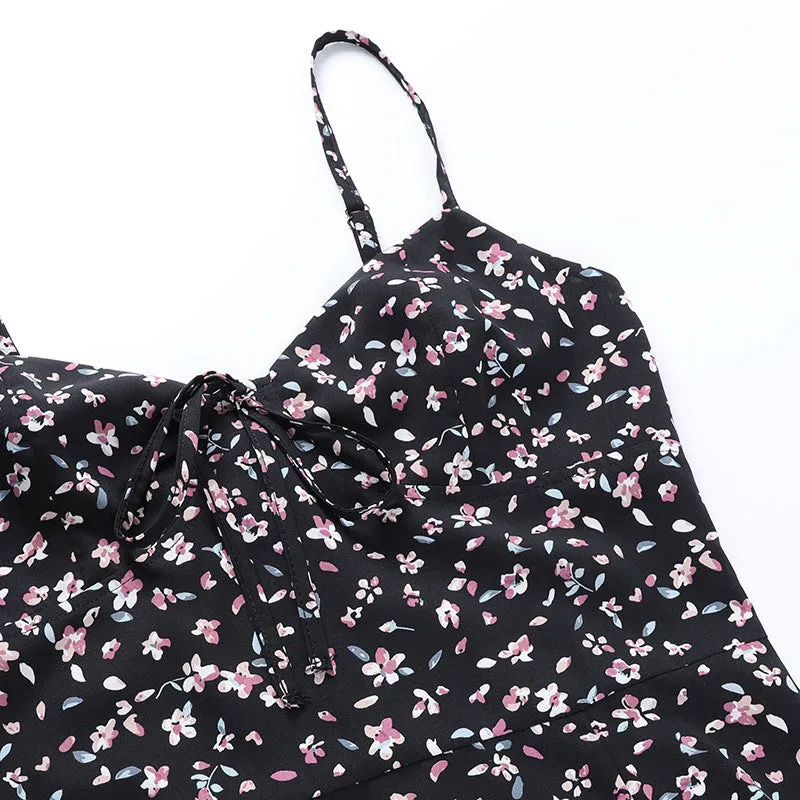 Chic Spaghetti Strap Floral Mini Dress