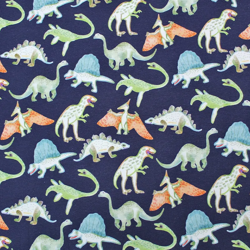 Children's Cotton Elastane Jersey - Navy - Dino