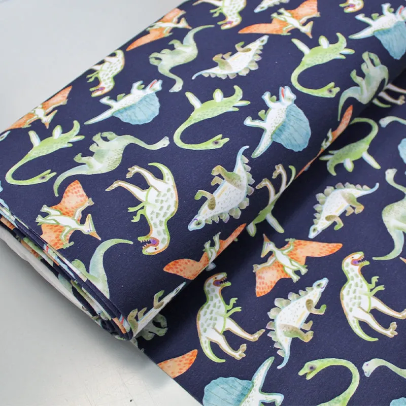 Children's Cotton Elastane Jersey - Navy - Dino