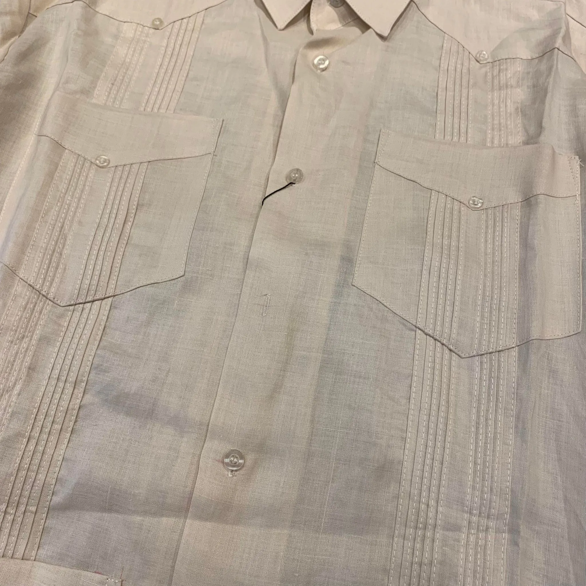 Cielo Men's  Natural Linen  Button Up Long Sleeve Shirt