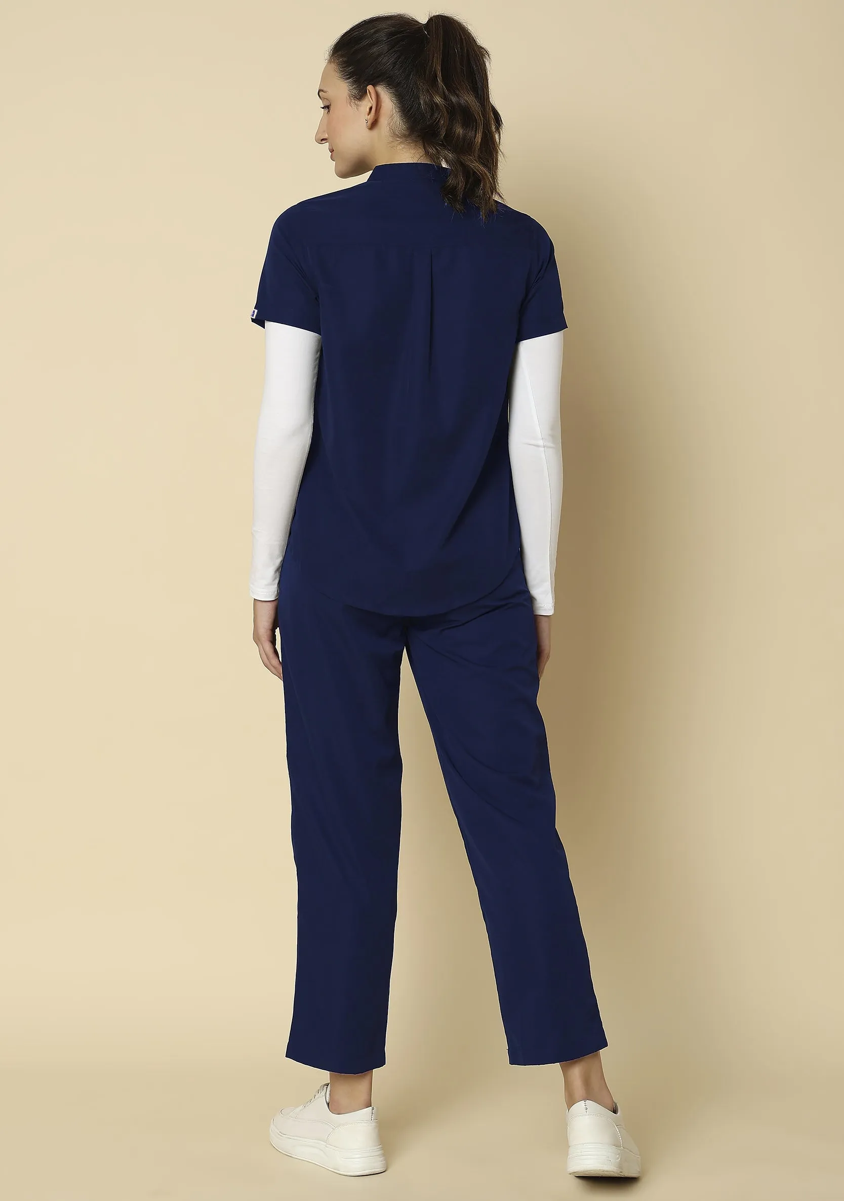 Classic Women's Mandarin Collar (Navy) Scrub