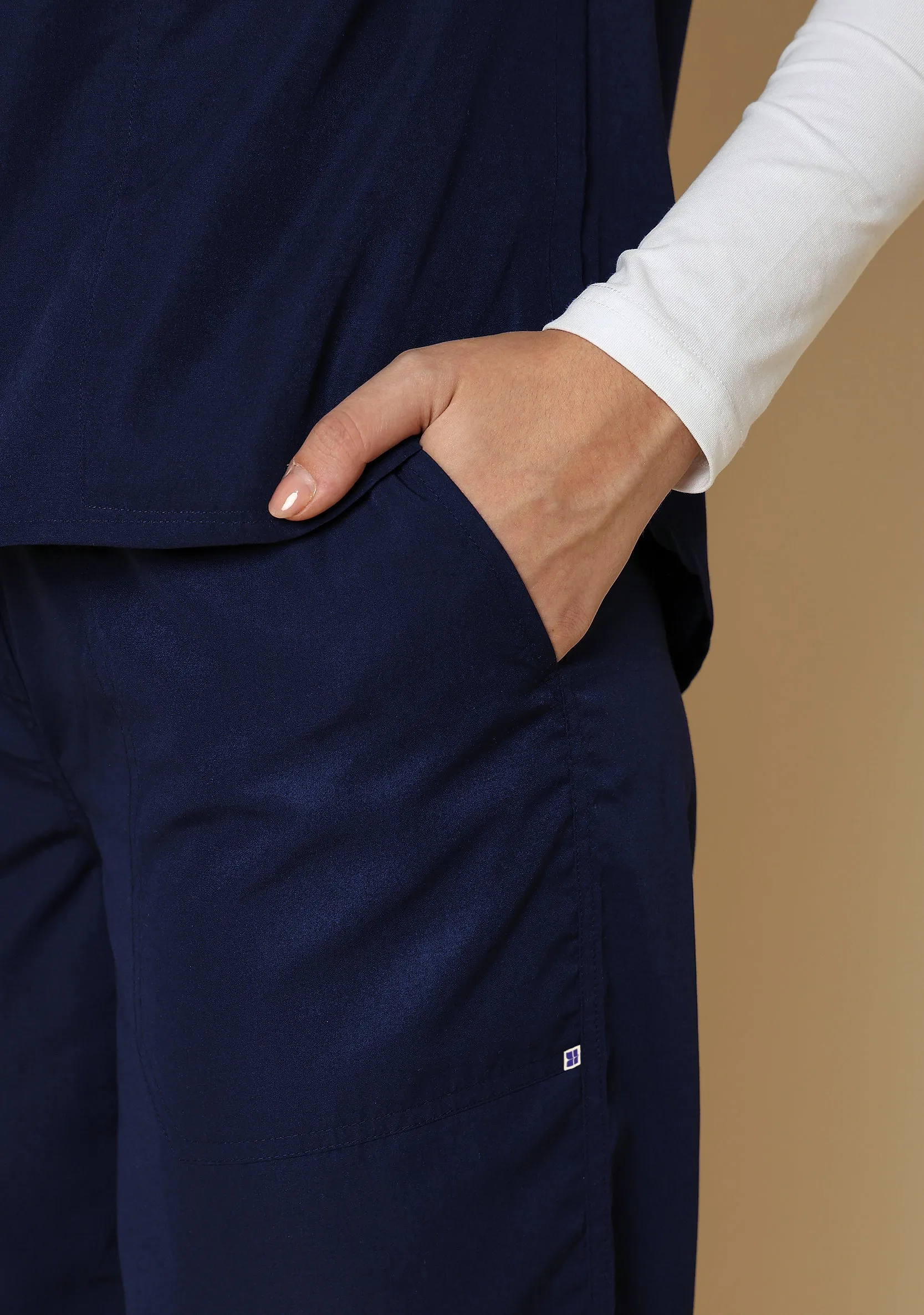 Classic Women's Mandarin Collar (Navy) Scrub