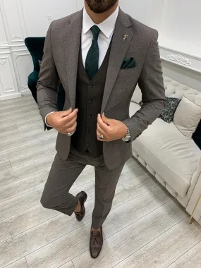 Coffee Notch Lapel Plaid Groom Suit for Men by GentWith.com