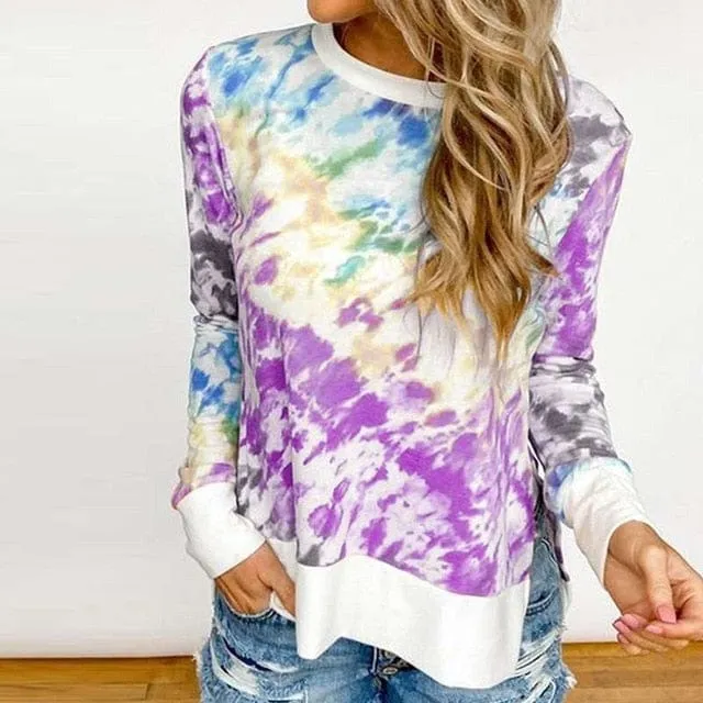 Color Tie Dyed Long Sleeved Shirt - M-3XL - 4 Colors