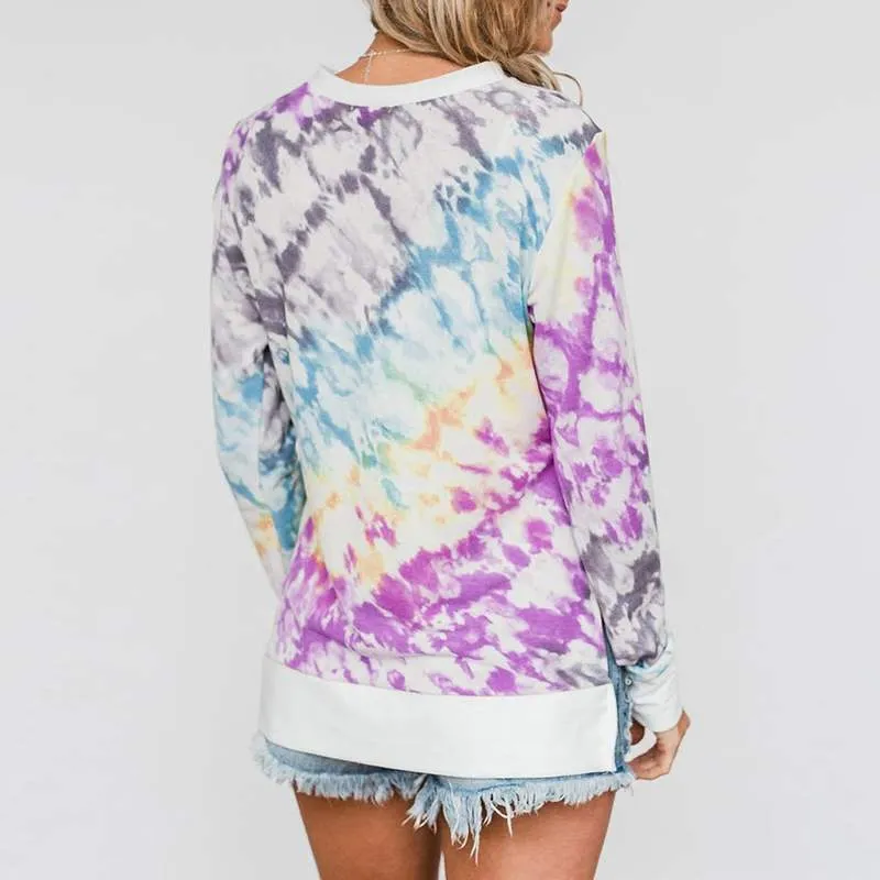 Color Tie Dyed Long Sleeved Shirt - M-3XL - 4 Colors