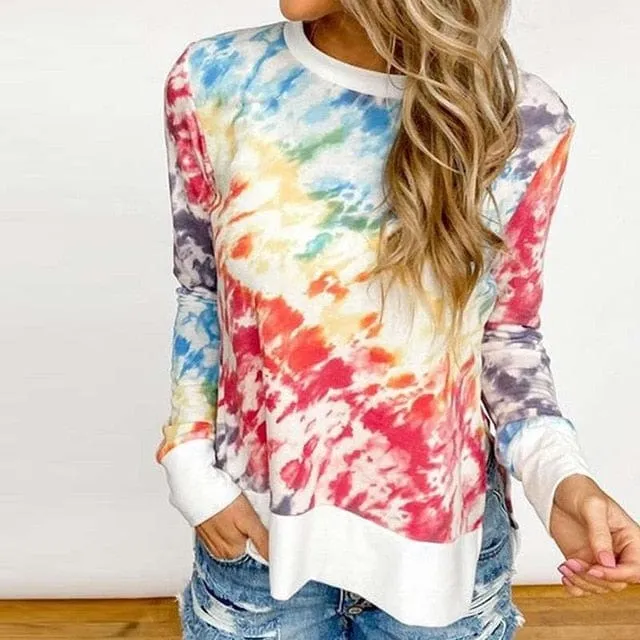 Color Tie Dyed Long Sleeved Shirt - M-3XL - 4 Colors