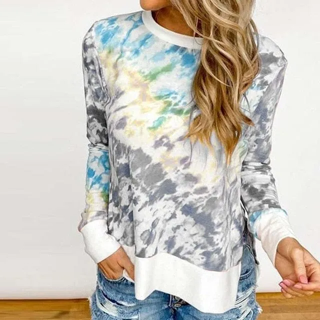 Color Tie Dyed Long Sleeved Shirt - M-3XL - 4 Colors